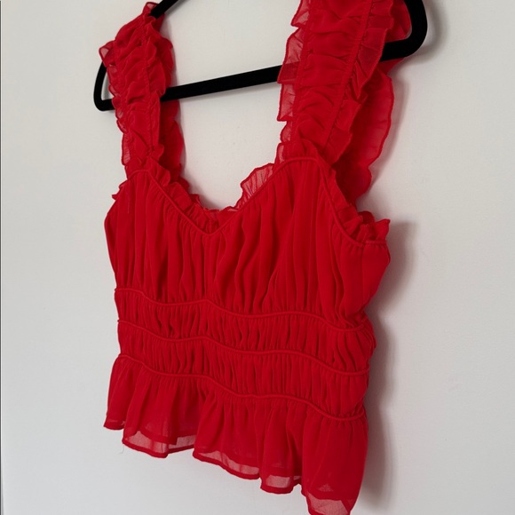 ASTR The Label Shirred Crop Tank, Red - Size S - Picture 3 of 6